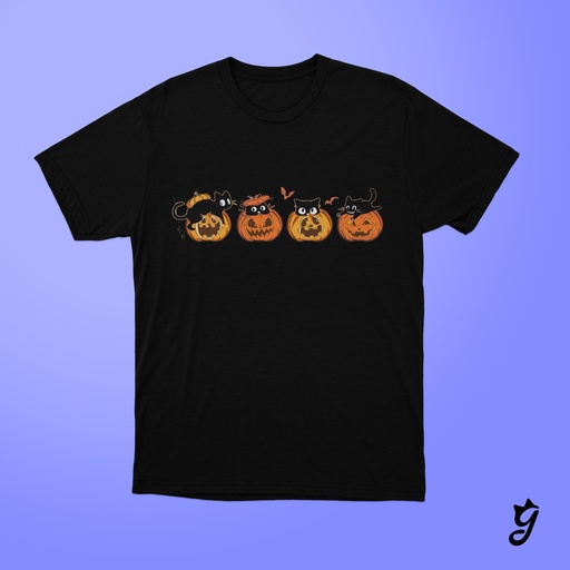 Camiseta Gatos con Calabazas